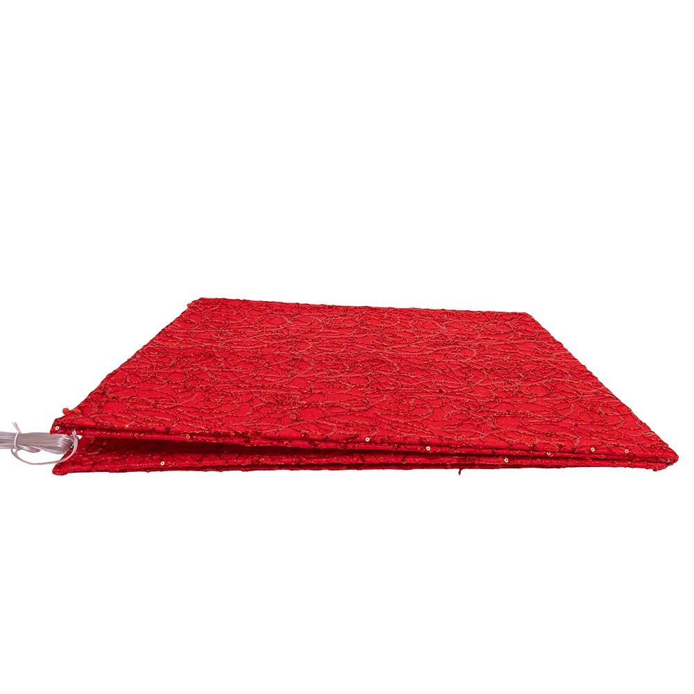 Kurt Adler 19.7-Inch 70-Light Warm White LED Red Square Tree skirt